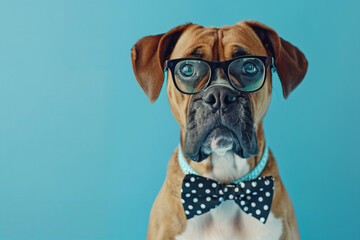 Wall Mural - a dog wearing glasses and a bow tie