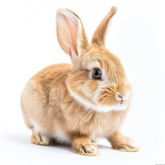 Wall Mural - a small rabbit with a long ear and a white background