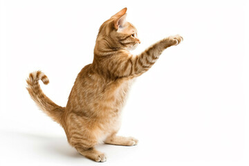 Sticker - a cat standing on its hind legs and reaching up