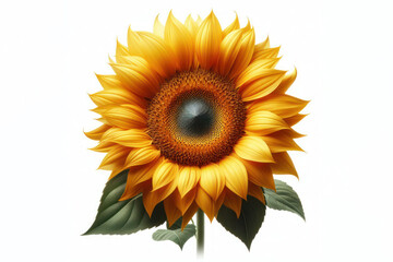 Canvas Print - Beautiful sunflower close up on white background