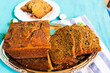 Vibrant display of zucchini bread on a vintage platter!