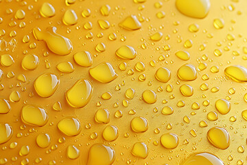 Wall Mural - Condensation pattern on yellow texture. Macro shot of water droplets