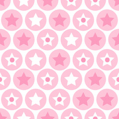 Sticker - Geometric kids turquoise circles and stars seamless pattern background