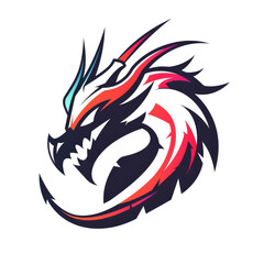A vibrant dragon illustration in a modern stylized design