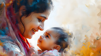 Poster - Indian mother and New born baby