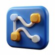 3D render of a stream graph icon, on isolated white background, Generative AI