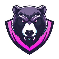 Canvas Print - Fierce bear emblem with a neon glow