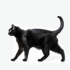 Canvas Print - a black cat walking across a white surface