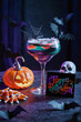 Spooky Halloween Cocktail with Festive Decorations.