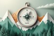An exquisite vector art merging a classic compass with stylized paper mountains, a perfect metaphor for charting new terrains - AI Generated.