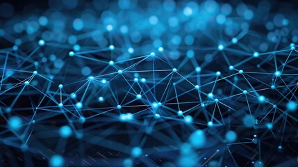 Abstract blue background with connecting dots and lines. Network connection structure background