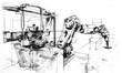 Industrial robot arm concept sketch
