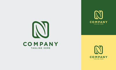 Poster - N initial with leaf logo template vector design