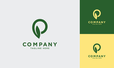 Poster - P initial with leaf logo template vector design