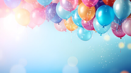 Wall Mural - Colorful balloons with copy space for birthday party