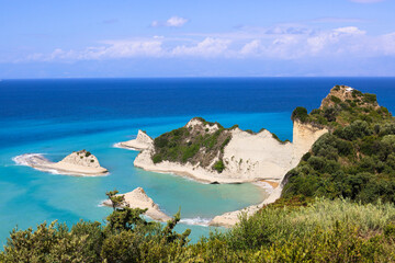 view of cape drastis in summer, greece, corfu island / widok latem na przylądek cape drastis w grecj