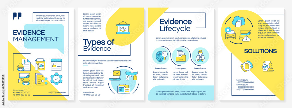 Evidence File Editable Evidence organization blue and yellow brochure template. Leaflet design ...