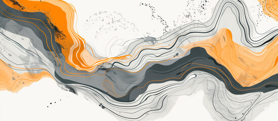 Wall Mural - orange and grey line art abstact texture banner background
