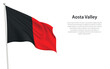 Isolated waving flag of Aosta Valley is a region Italy