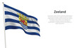 Isolated waving flag of Zeeland is a province Netherlands