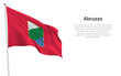Isolated waving flag of Abruzzo is a region Italy