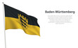 Isolated waving flag of Baden-Württemberg is a state Germany