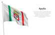 Isolated waving flag of Apulia is a region Italy