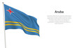 Isolated waving flag of Aruba