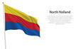 Isolated waving flag of North Holland is a province Netherlands
