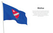 Isolated waving flag of Molise is a region Italy