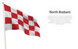 Isolated waving flag of North Brabant is a province Netherlands