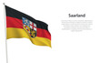 Isolated waving flag of Saarland is a state Germany