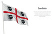 Isolated waving flag of Sardinia is a region Italy