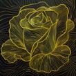 Abstract Yellow Line Drawing of a Rose Bud