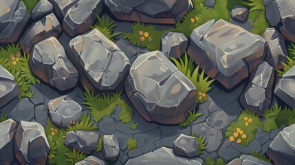 Poster - Cobbles, boulders, gray stones, and rock parts