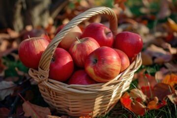 Poster - Aromatic Green apples basket. Natural diet. Generate Ai