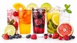 Refreshing fruit-flavored beverages on a plain backdrop.
