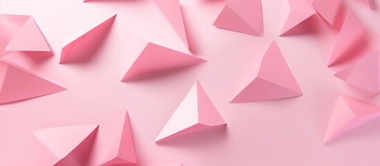 Poster - a simple and clean design featuring pink colored paper with minimal geometric shapes creating an aes