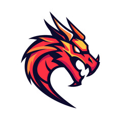 Wall Mural - Fiery dragon logo in bold colors