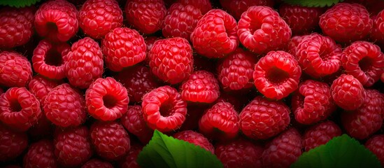 Canvas Print - Copy space image of fresh raspberries representing the concept of summer and nutritious eating