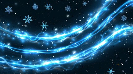 Poster - Light effect in cold winter, swirling twinkle line with wind vortex blowing, blue blizzard trail isolated on transparent background. Realistic modern illustration of fresh freezing flow.