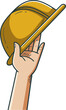 hand holding a project helmet illustration