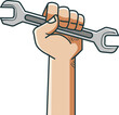 hand holding wrench illustration