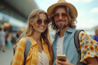 © piai - Cheerful couple travelers at airport