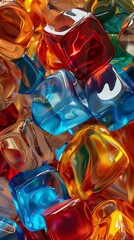 Wall Mural - Colorful Glass 3D Object, abstract wallpaper background