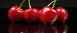 Cherry a small fruit with a rounded shape typically comes in a bright red color and is often associated with sweetness and freshness. Copy space image. Place for adding text and design