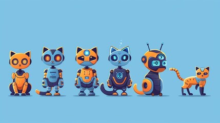Poster - robot character evolution infographic modern. timeline futuristic innovation progress for companion 
