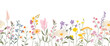© TWINS DESIGN STUDIO - Spring flat flower background vector. Horizontal seamless floral pattern. Botanical art print for Happy Easter, Folk style home decor , Wall decoration, and fabric.