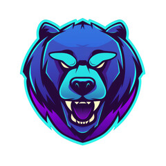 Wall Mural - Intense bear esports logo with a neon vibe