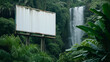 Empty Advertising Billboard in Tropical Rainforest.